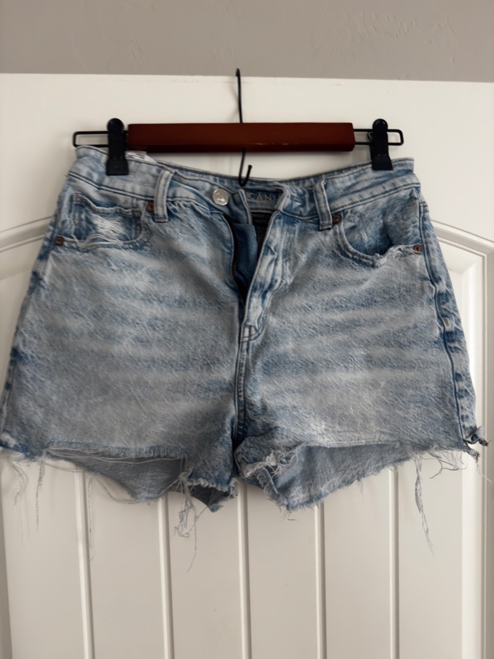 American Eagle Outfitters Light Blue Distressed Denim Shorts